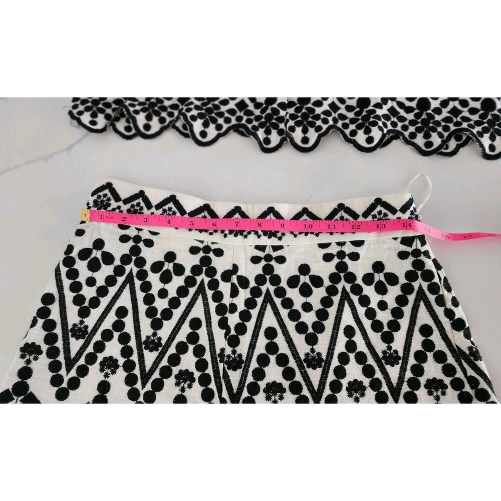 ZARA Scallop Hem Button Up Shirt & Short Set Contrast Embroidery Size Medium - Picture 13 of 15
